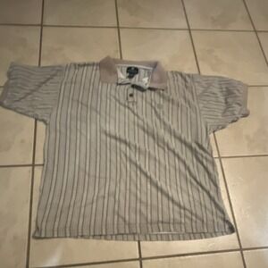 Givenchy Activewear Men's XL Striped Polo Shirt Beige Gray Blue 100% Cotton